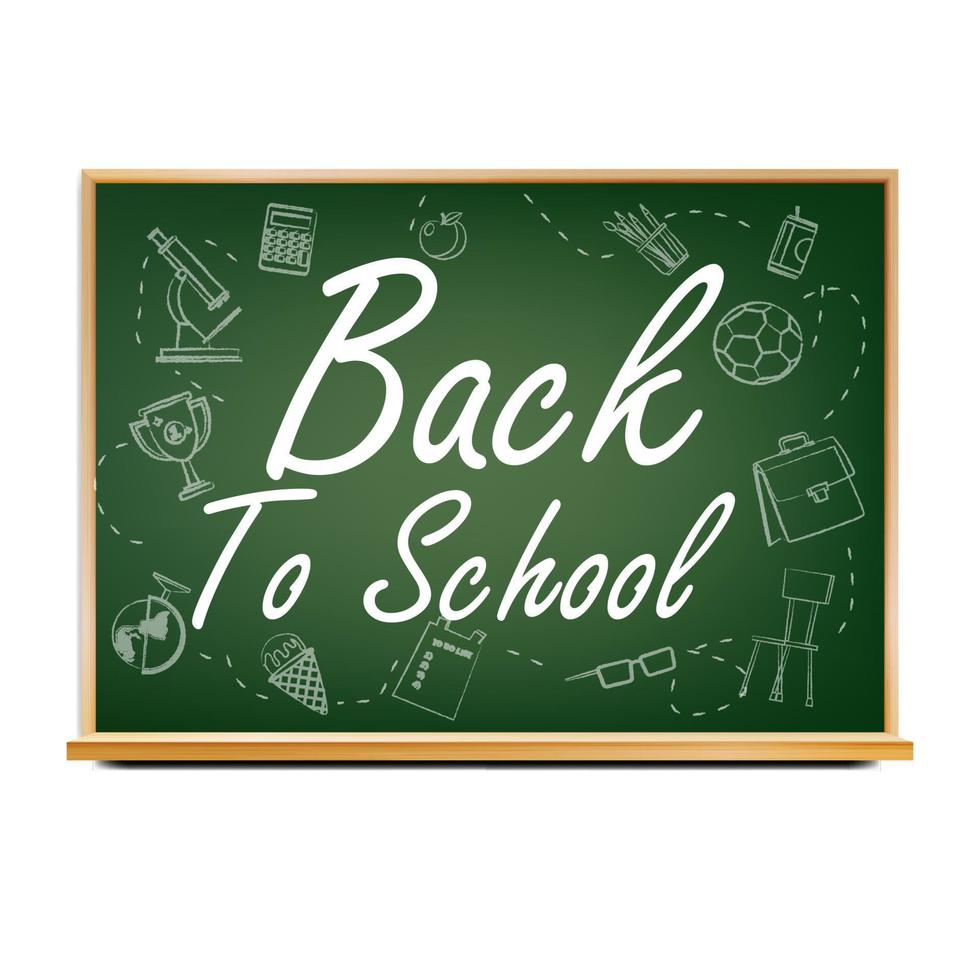 Back To School Banner Design Vector. Green. Classroom Blackboard. Sale Poster. 1 September. Education Related. Realistic Illustration vector