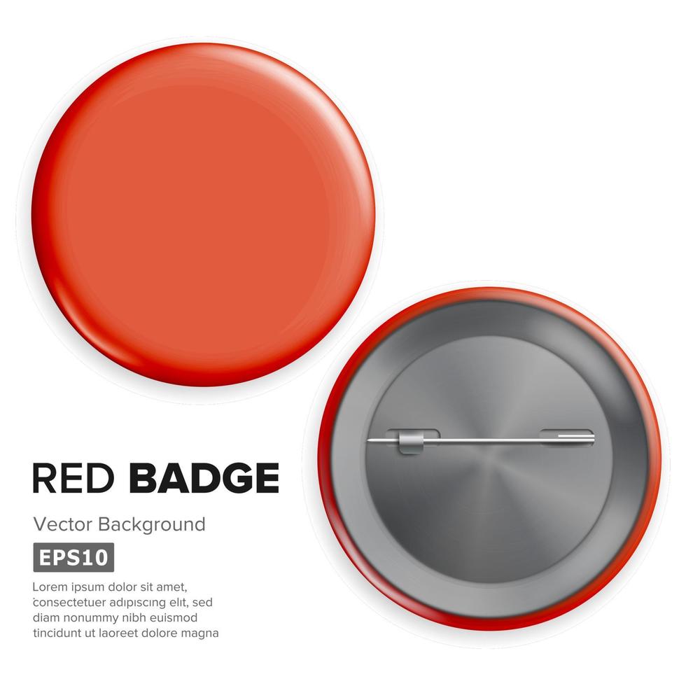 Blank Red Badge Vector. Realistic Illustration. Shiny Empty Circle Button Badge Isolated. vector