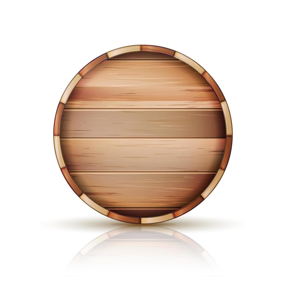Barrel Wooden Sign Vector. 3d Icon Set Isolated On White Background. vector