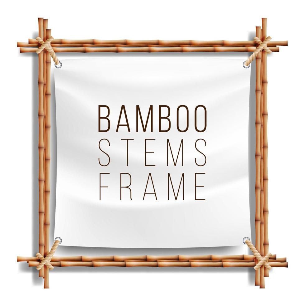 Bamboo Frame Template Vector. Good For Tropical Signboard. Empty Canvas For Text. Realistic Illustration. vector