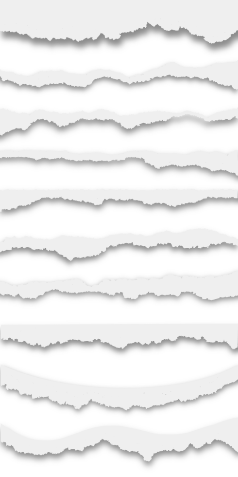 uppsättning av realistisk trasig papper png