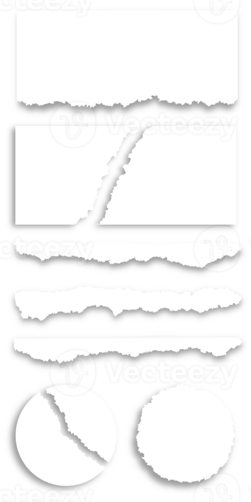 impostato di strappato carta nel diverso forma su trasparente sfondo png