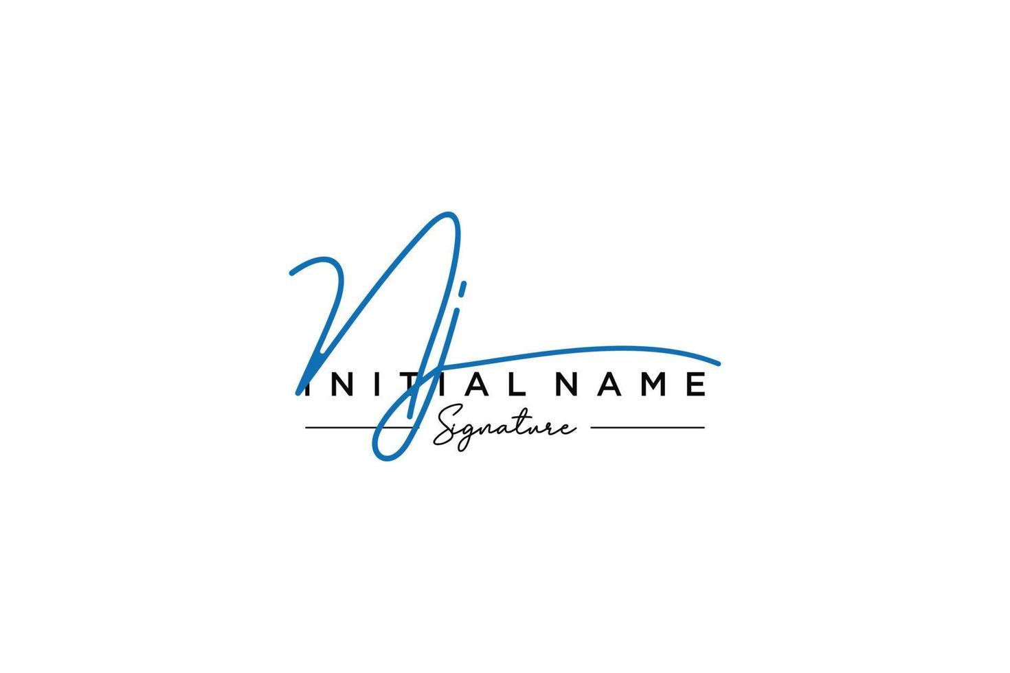 vector de plantilla de logotipo de firma inicial de nj. ilustración de vector de letras de caligrafía dibujada a mano.