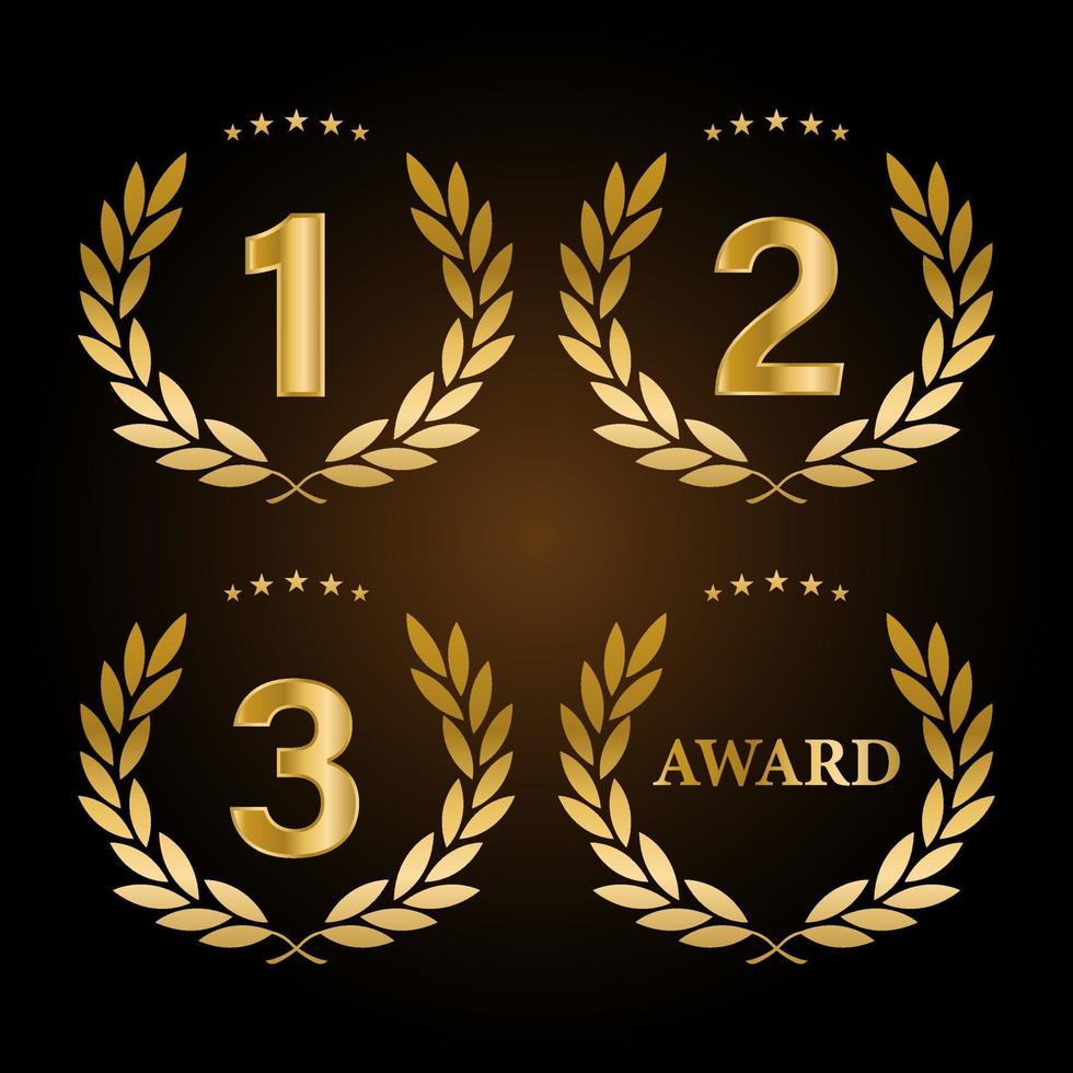 1st, 2nd, 3rd Sports awards three medals, gold isolated on a black background design vector