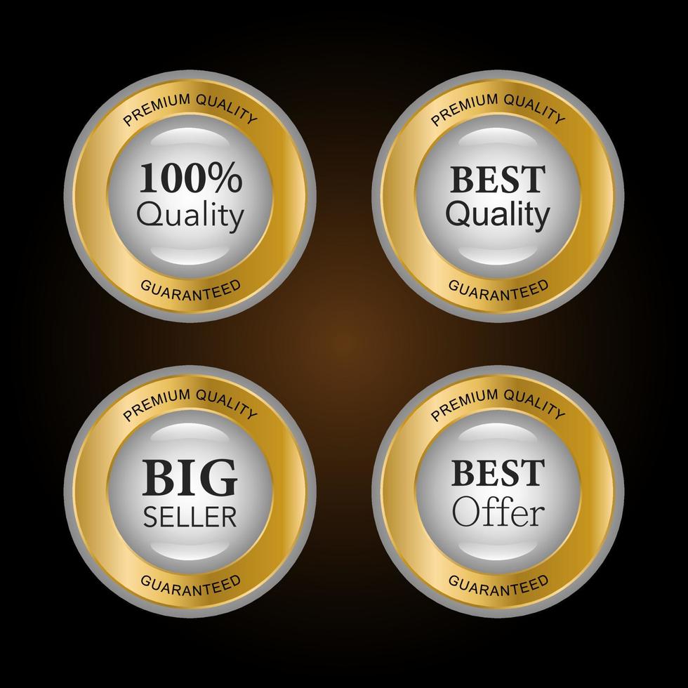 Luxury gold badges and labels premium quality product. vector illustration