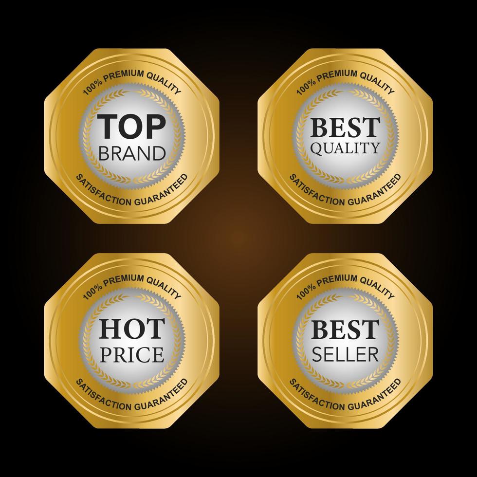 Luxury gold badges and labels premium quality product. vector illustration