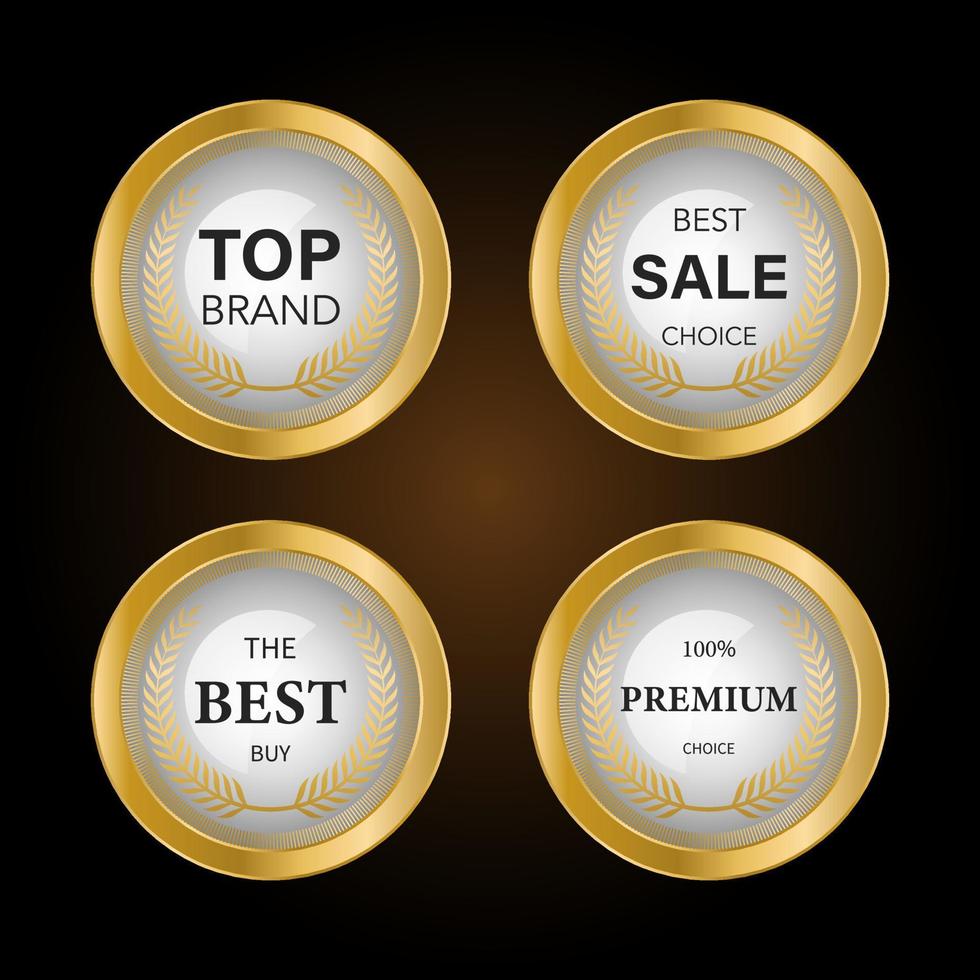 Luxury gold badges and labels premium quality product. vector illustration