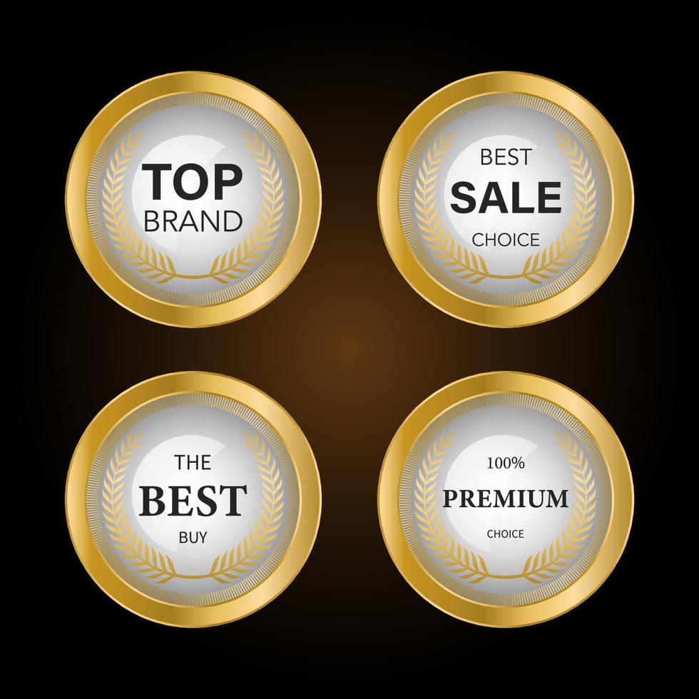 Luxury gold badges and labels premium quality product. vector illustration