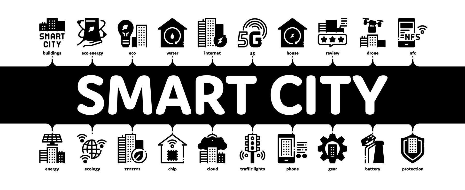 Smart City Technology Minimal Infographic Banner Vector