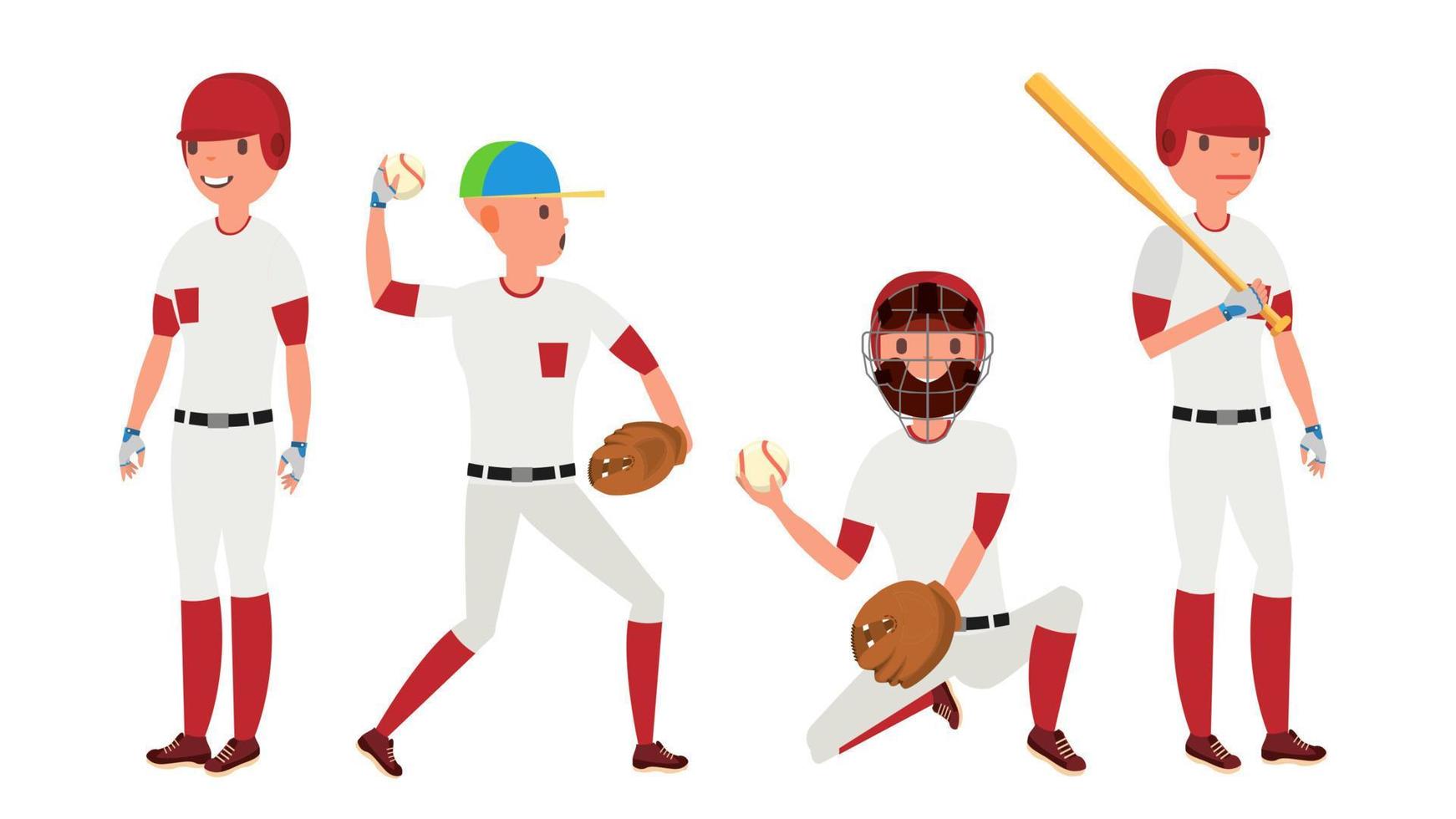 vector de jugador de béisbol deportivo. uniforme clásico. jugador lanzando en el campo. acción dinámica en el estadio. ilustración de personaje de dibujos animados