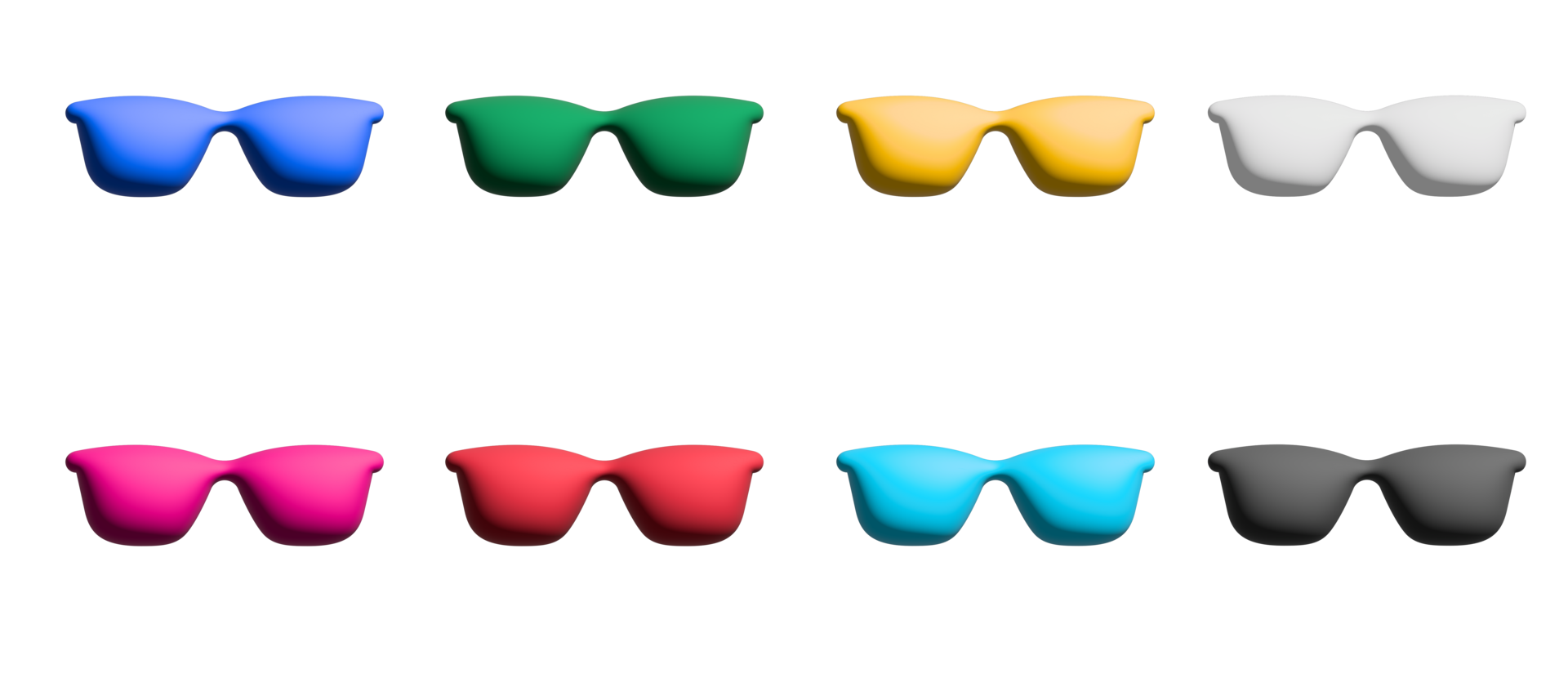 Sunglasses 3d icon set, colorful symbols graphic elements png