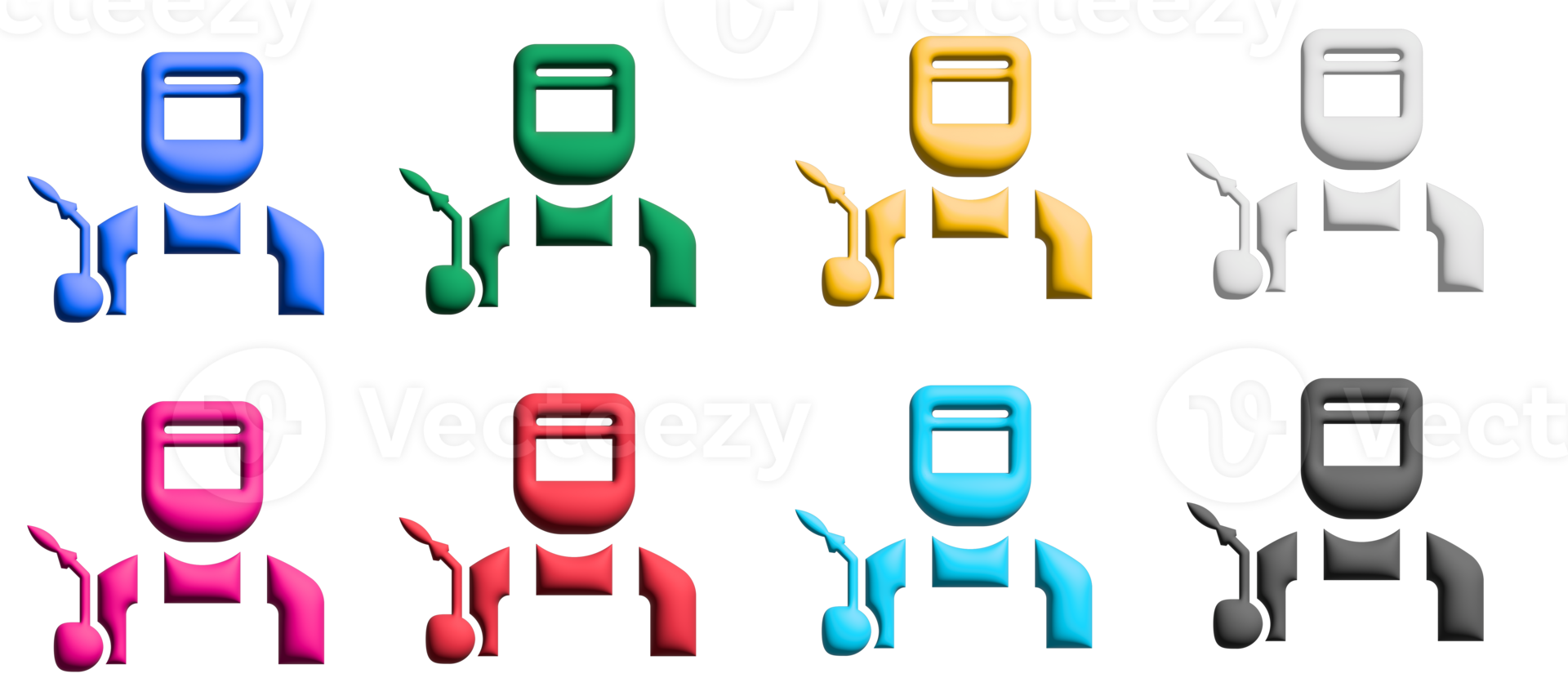 Welder 3d icon set, colorful symbols graphic elements png