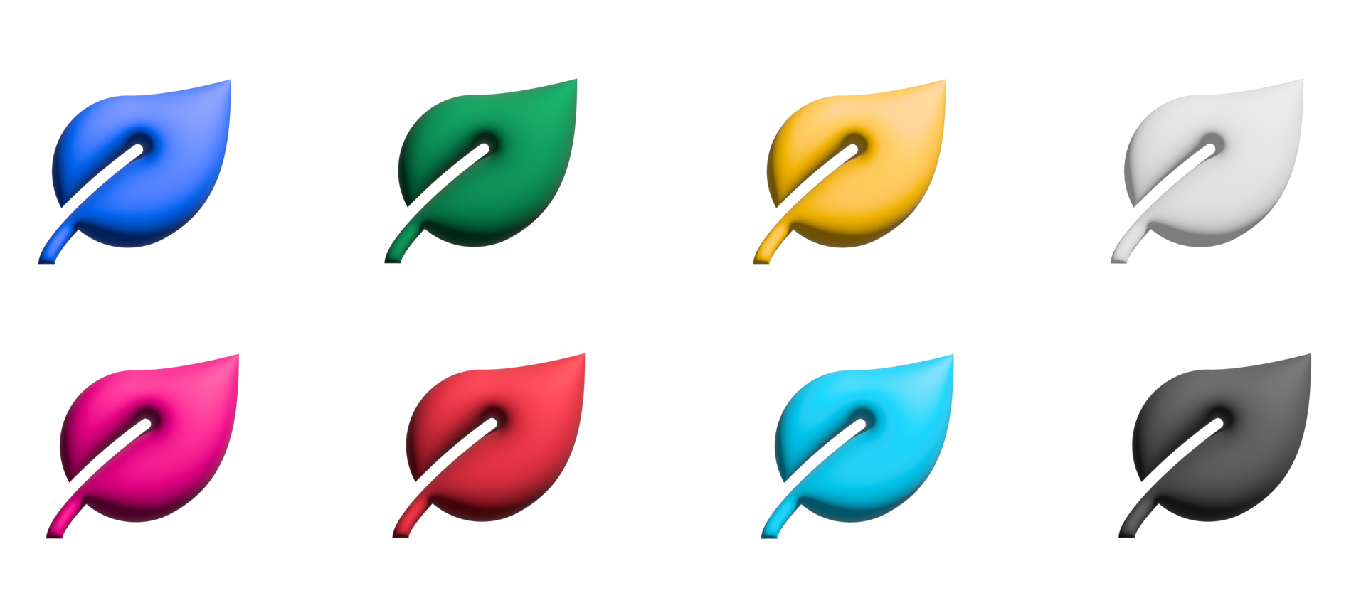 Leaves 3d icon set, colorful symbols graphic elements png