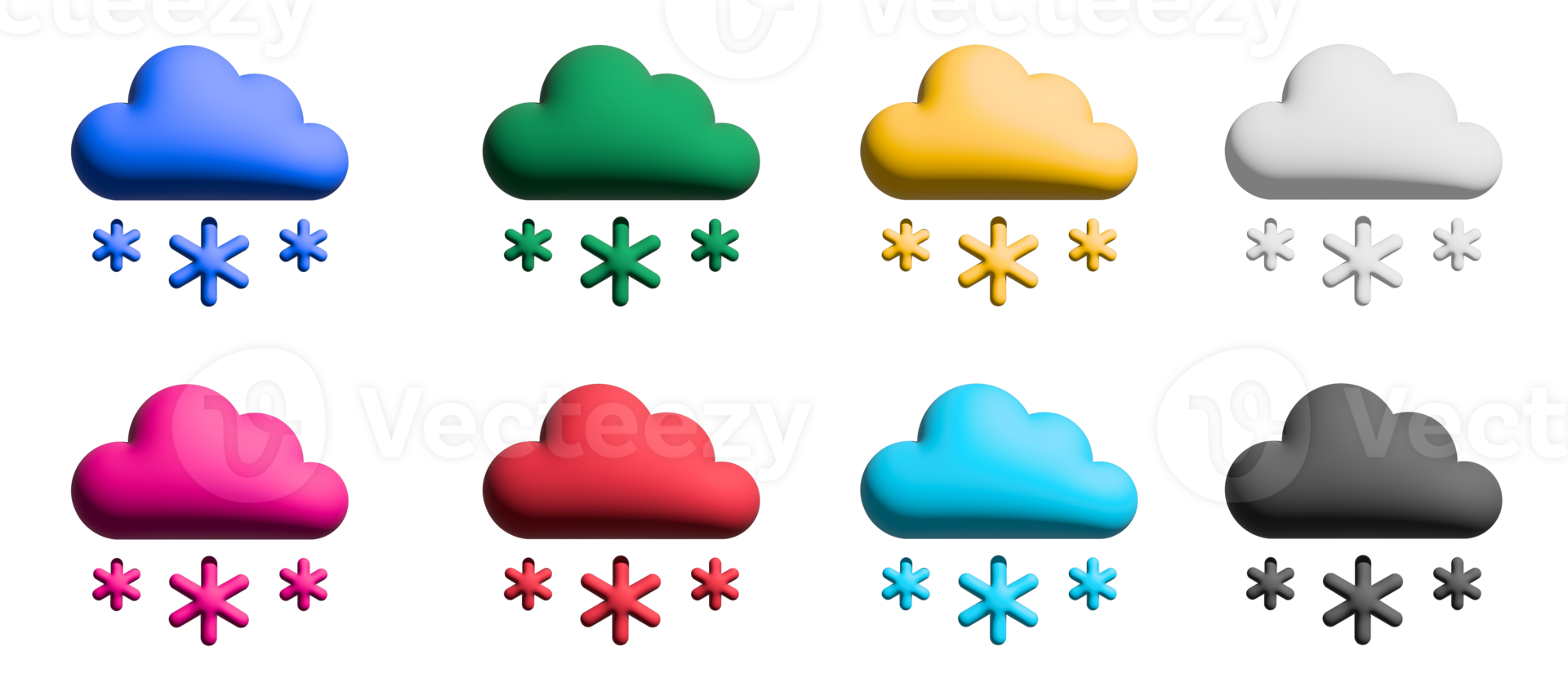 conjunto de ícones 3d nevado, elementos gráficos de símbolos coloridos png