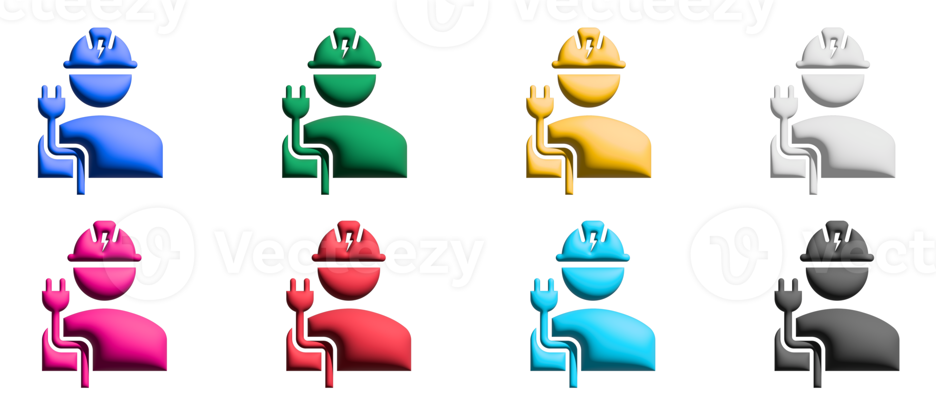Electrician 3d icon set, colorful symbols graphic elements png