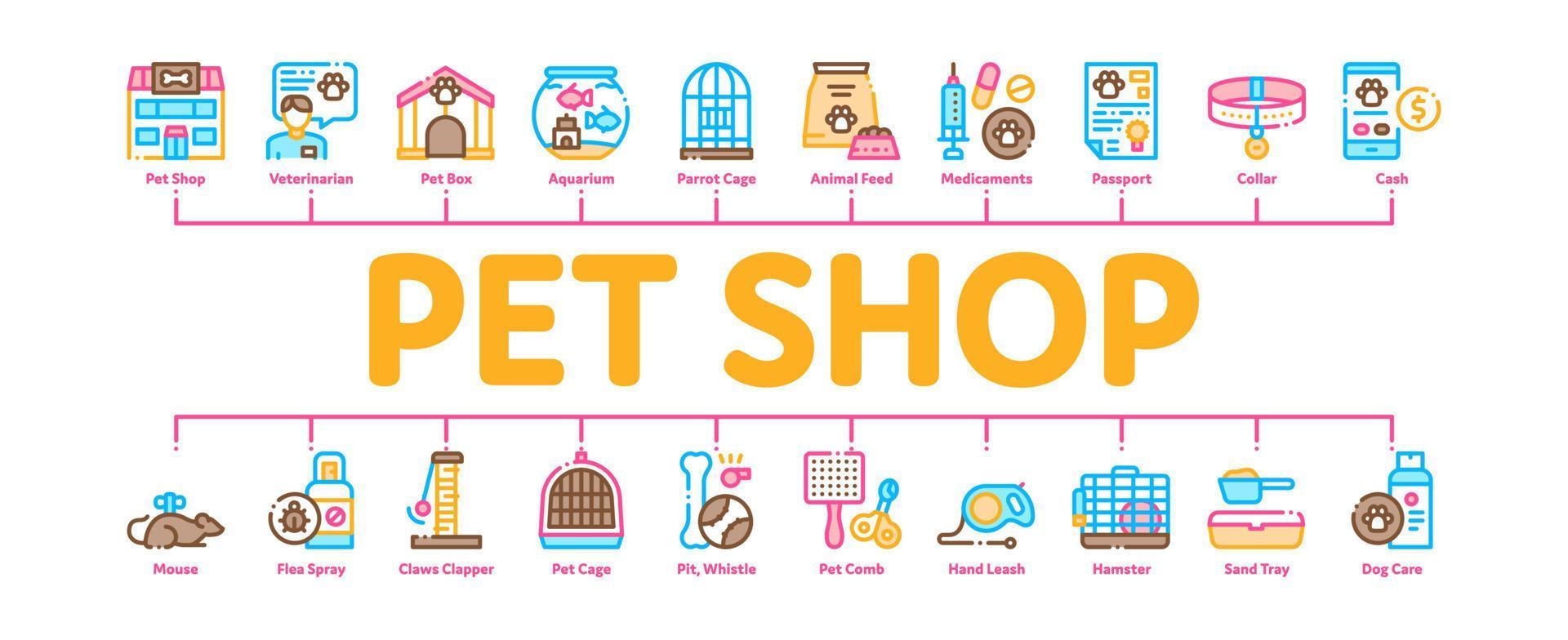 Pet Shop Minimal Infographic Banner Vector