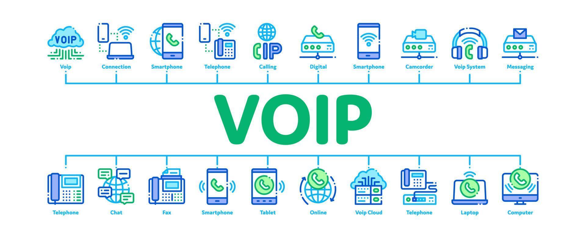 vector de banner infográfico mínimo del sistema de llamadas voip