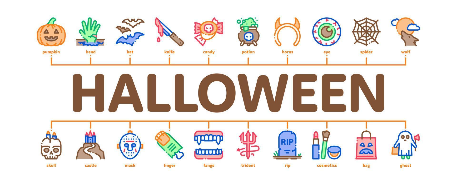 Halloween Celebration Minimal Infographic Banner Vector