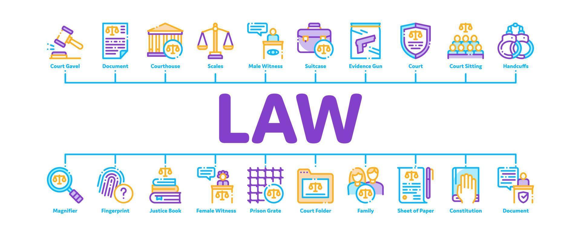 Law And Judgement Minimal Infographic Banner Vector