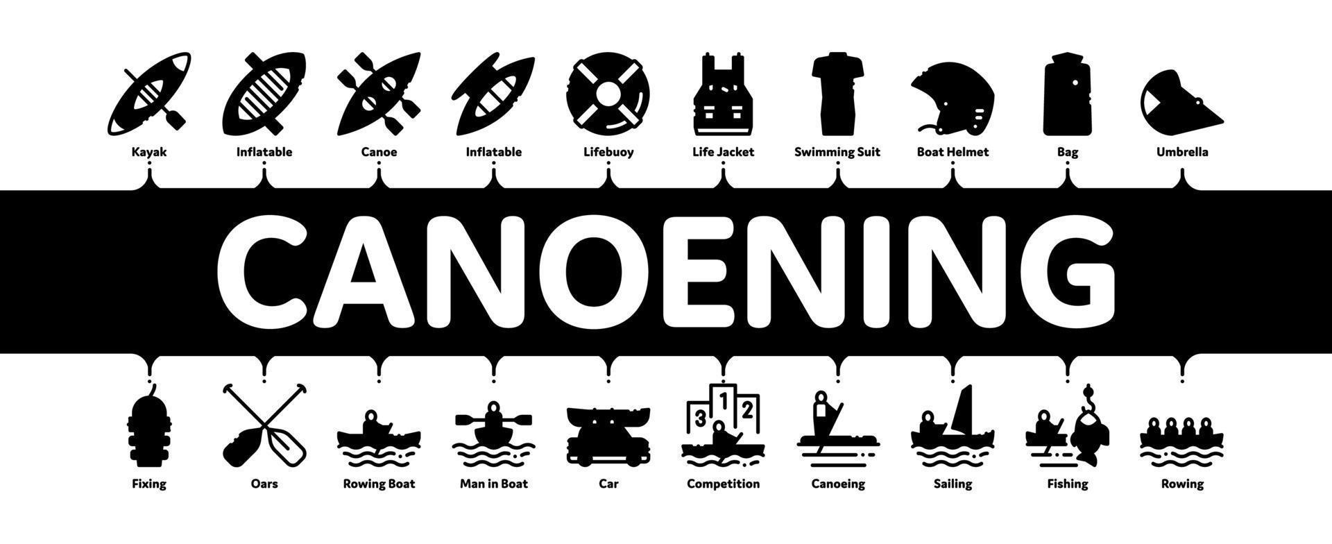 vector de banner infográfico mínimo de piragüismo