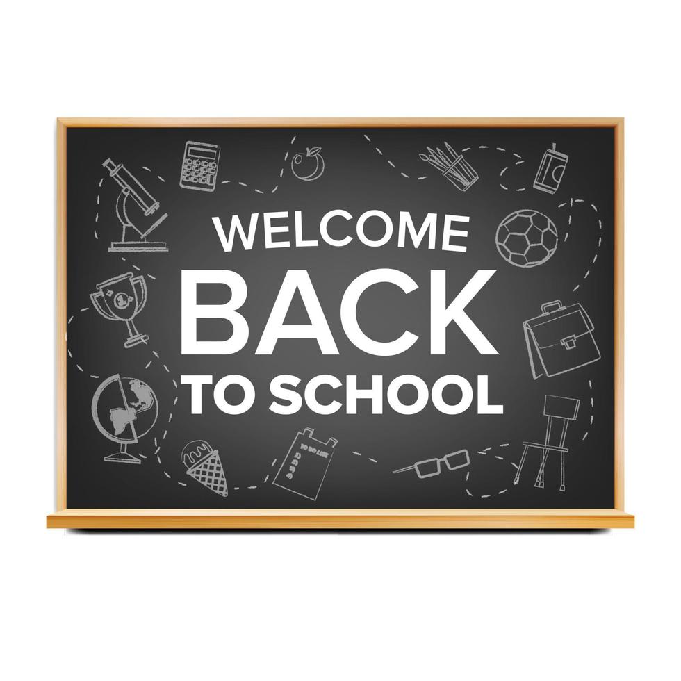 Back To School Banner Vector. Black. Classroom Chalkboard. Sale Poster. 1 September. Education Related. Realistic Illustration vector