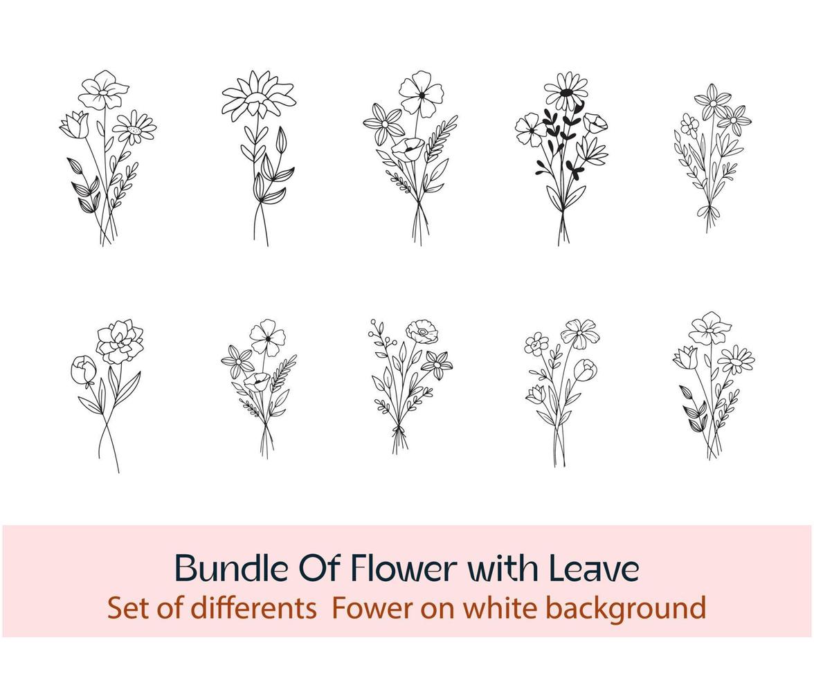 colección de flores de primavera editables en blanco y negro. conjunto de rama floral. aislado en blanco para tarjetas de felicitación, pascua, acción de gracias, proyectos de boda, patrones. juego de resortes, elementos dibujados a mano. vector