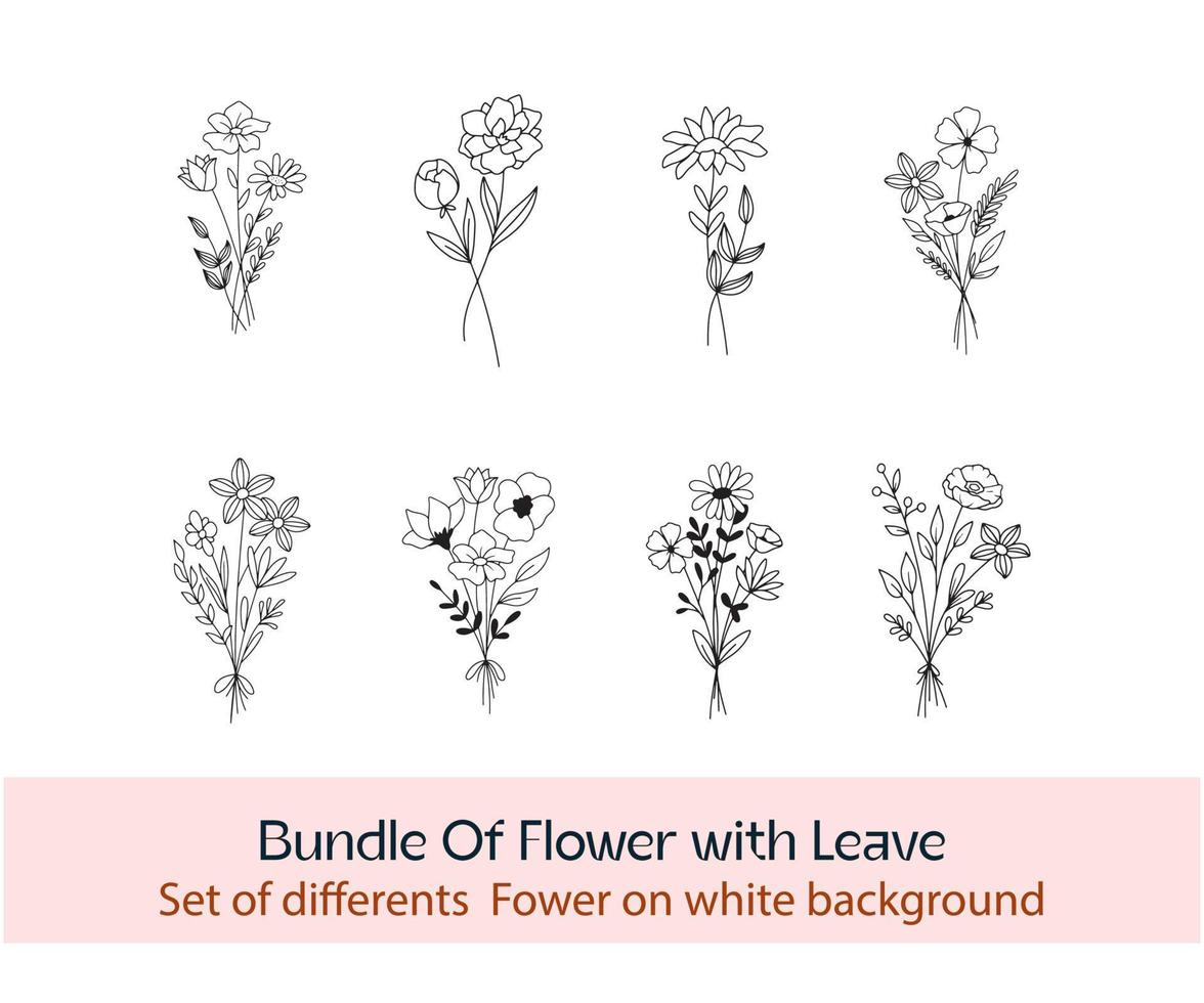 Collection of Black in white Editable Spring Flowers. Set of floral branch. Isolated on white for greeting cards, Easter, thanksgiving, wedding projects, Patterns. Spring set, hand drawn elements. vector