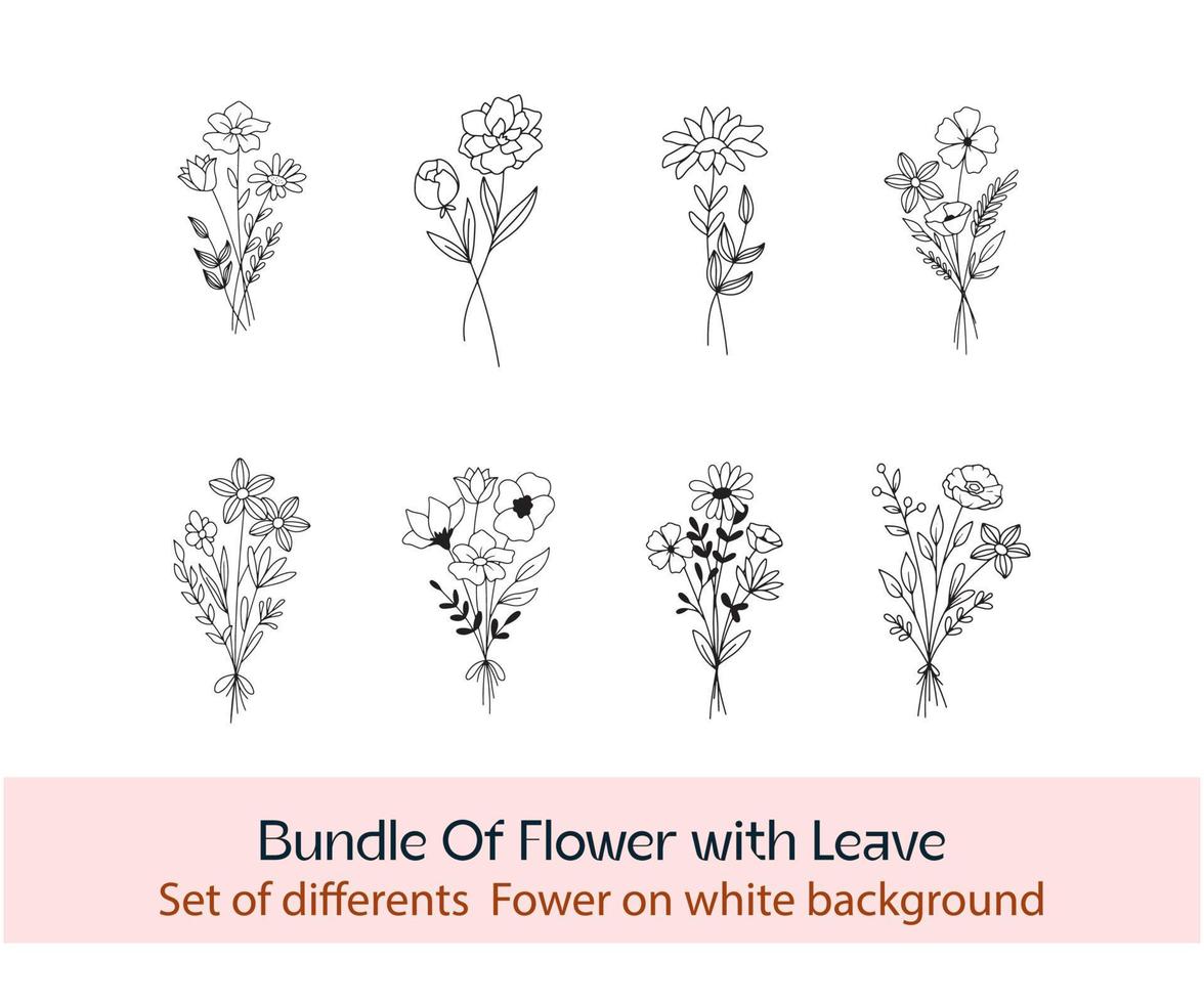 colección de flores de primavera editables en blanco y negro. conjunto de rama floral. aislado en blanco para tarjetas de felicitación, pascua, acción de gracias, proyectos de boda, patrones. juego de resortes, elementos dibujados a mano. vector