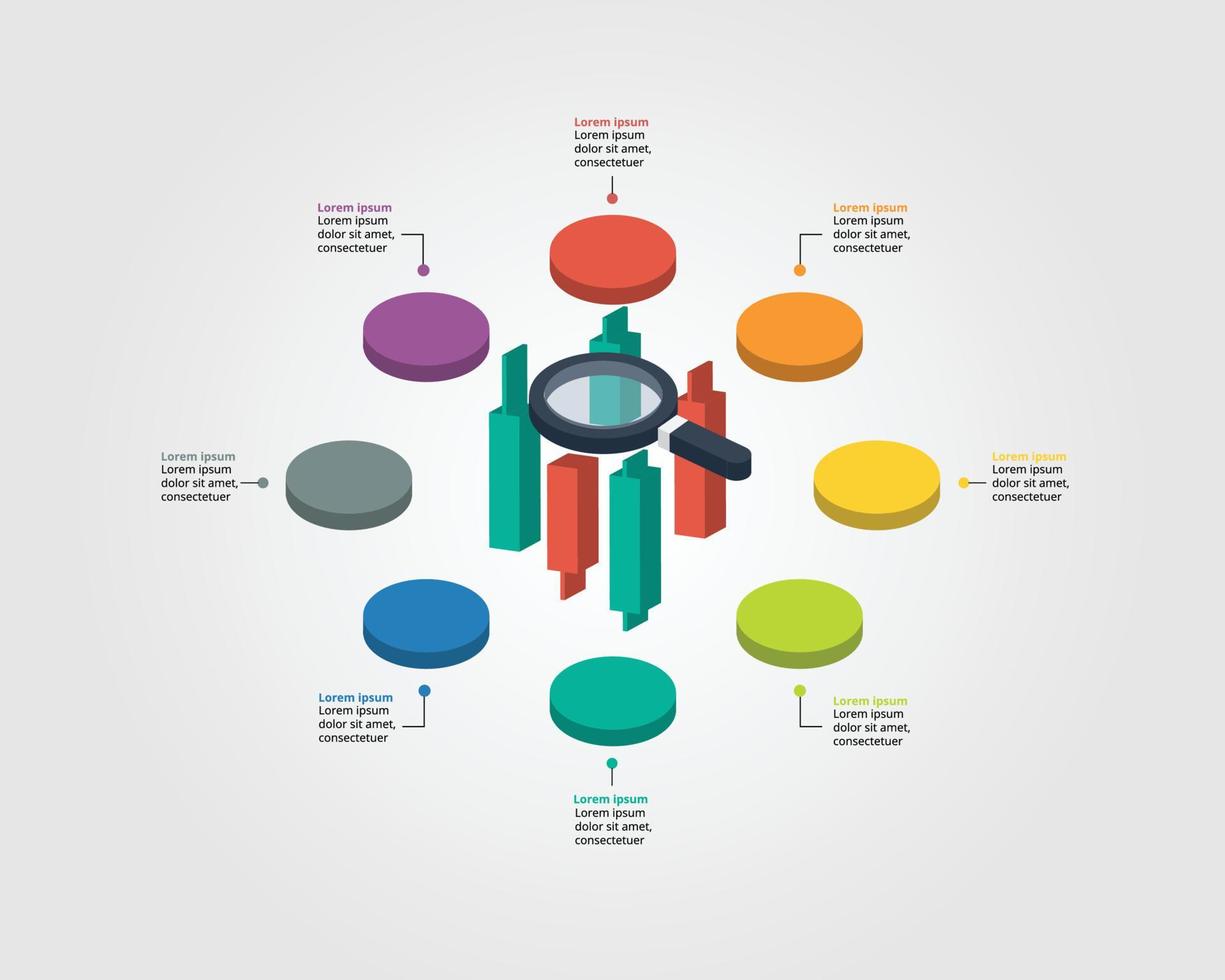 plantilla de mercado de valores para infografía para presentación de 8 elementos vector