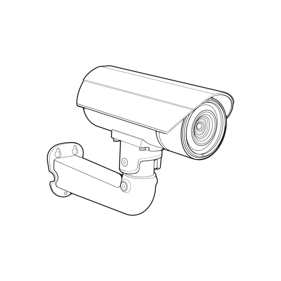 Cctv in line art vector style, isolated on white background. Cctv in line art vector style for coloring book.