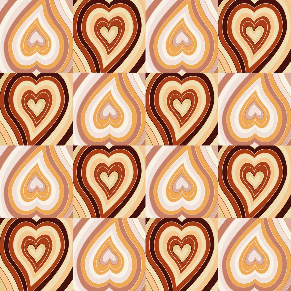 patrones sin fisuras de mosaico de corazones vintage. estilo retro hippie. Fondo de pantalla del 14 de febrero. telón de fondo del día de san valentín. vector