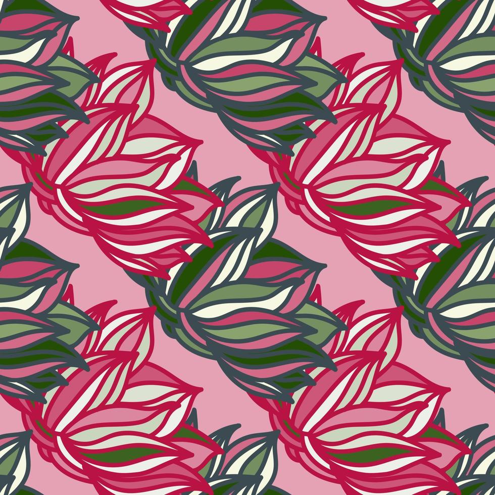 Stylish lotus flowers seamless pattern. Seamless decorative floral ornament. vector