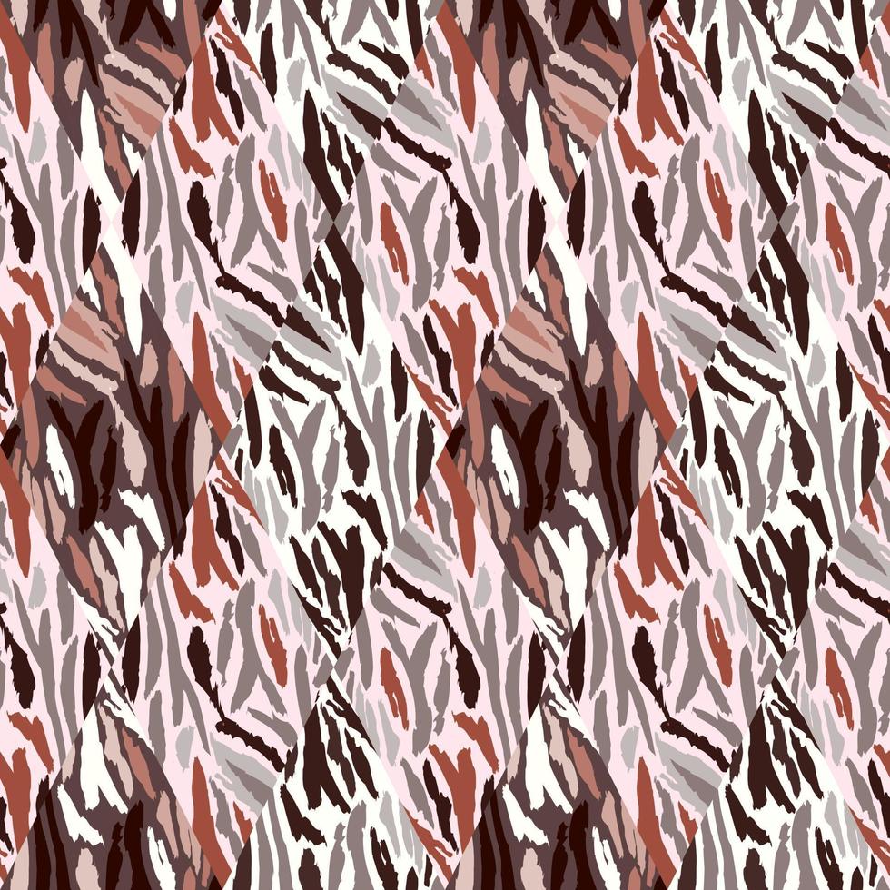 Tiger skin mosaic seamless pattern. Abstract animal fur tile. vector