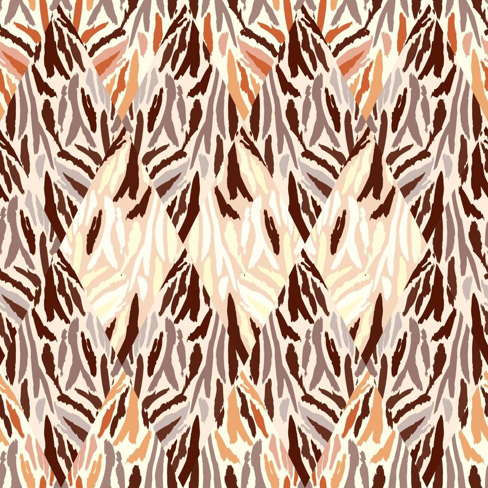 Tiger skin mosaic seamless pattern. Abstract animal fur tile. vector