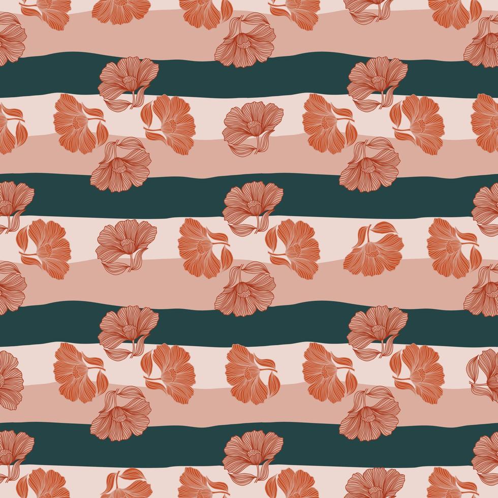 línea floral abstracta de patrones sin fisuras en estilo retro. delicado contorno vintage flor interminable fondo. vector