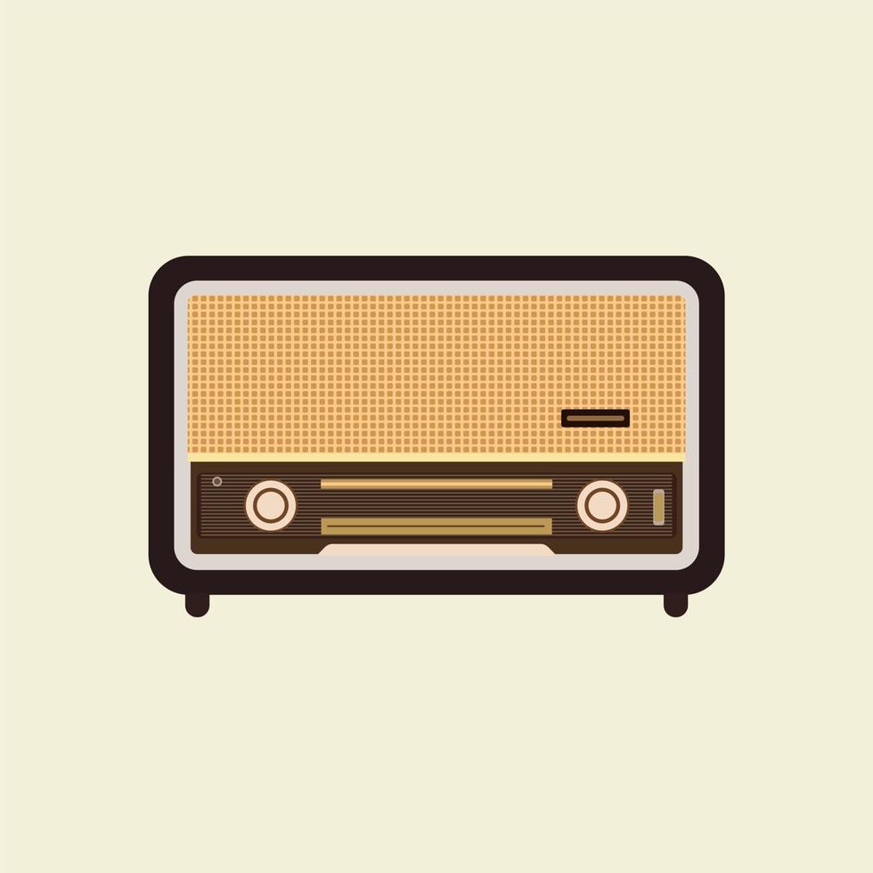 antique vintage radio flat design vector illustration. analogue retro radio, classic style