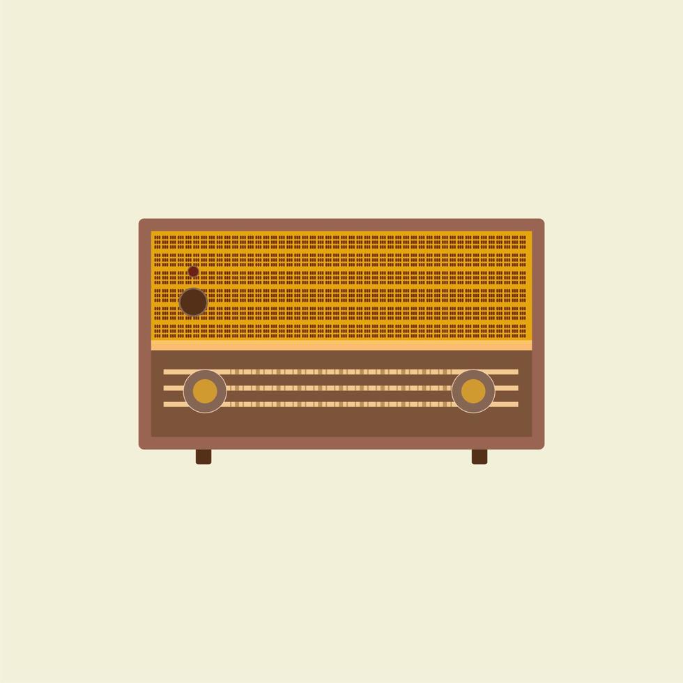 antique vintage radio flat design vector illustration. analogue retro radio, classic style