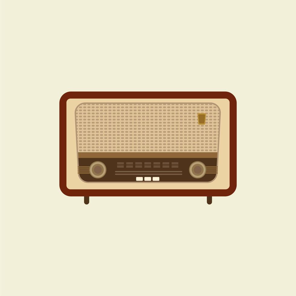 Ilustración de vector de diseño plano de radio vintage antiguo. radio retro analógica, estilo clásico