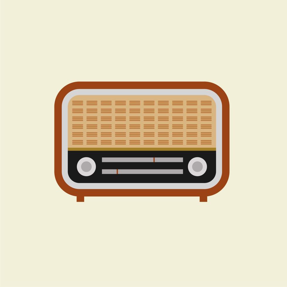 antique vintage radio flat design vector illustration. analogue retro radio, classic style