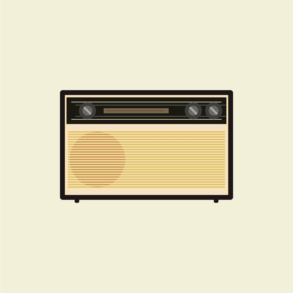 retro classic radio flat design vector illustration. old radio tuner. Vector illustration of vintage radio receiver, flat style. Retro radio