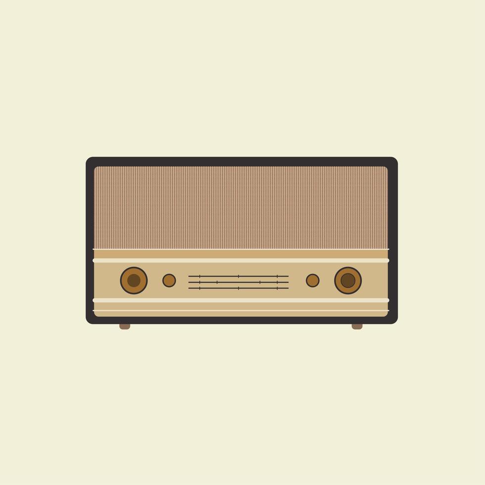 antique vintage radio flat design vector illustration. analogue retro radio, classic style