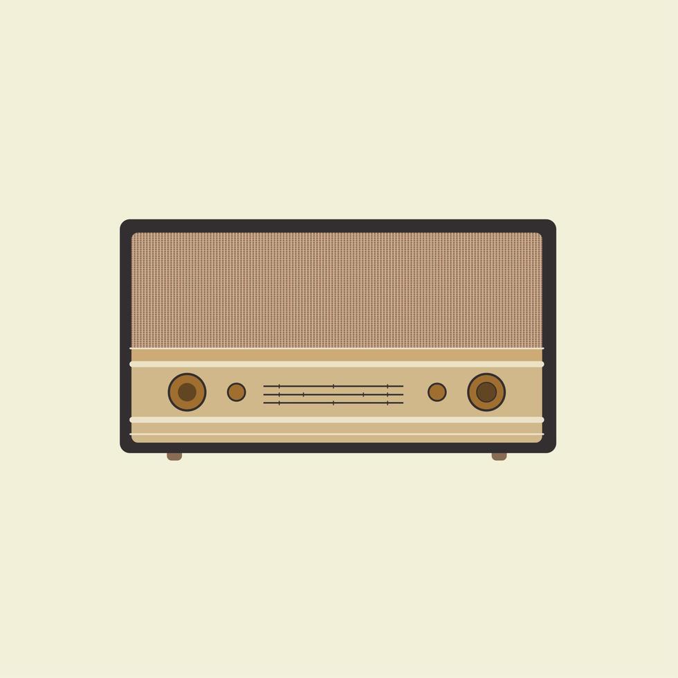 Ilustración de vector de diseño plano de radio vintage antiguo. radio retro analógica, estilo clásico