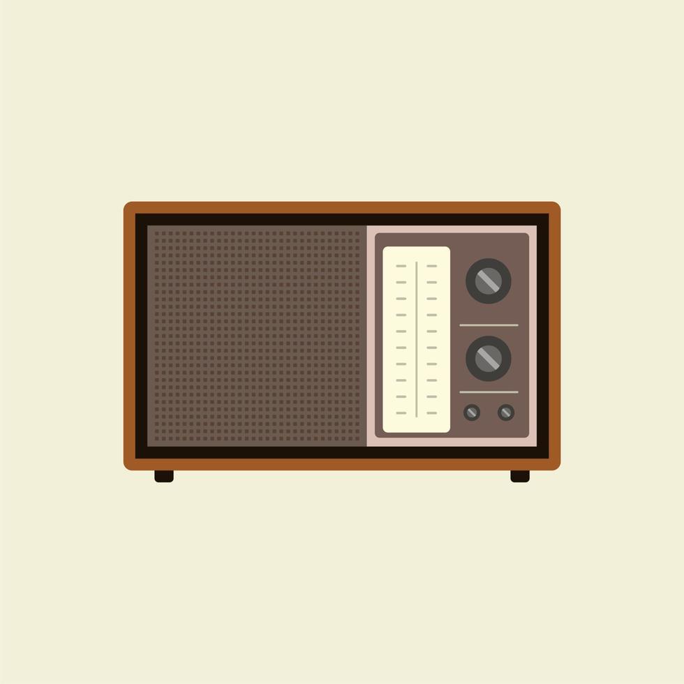 Ilustración de vector de diseño plano de radio clásico retro. sintonizador de radio antiguo. ilustración de vector de receptor de radio vintage, estilo plano. radio retro