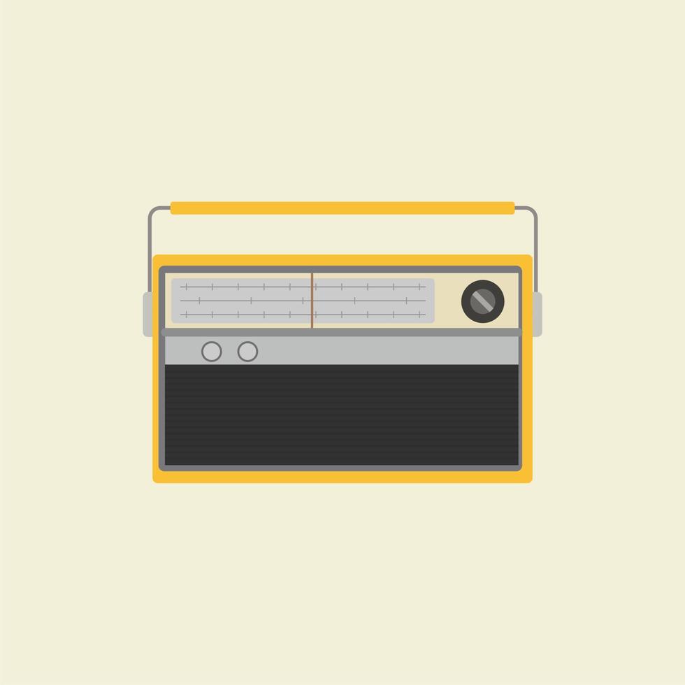 retro classic radio flat design vector illustration. old radio tuner. Vector illustration of vintage radio receiver, flat style. Retro radio