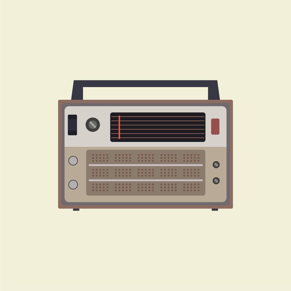 retro classic radio flat design vector illustration. old radio tuner. Vector illustration of vintage radio receiver, flat style. Retro radio