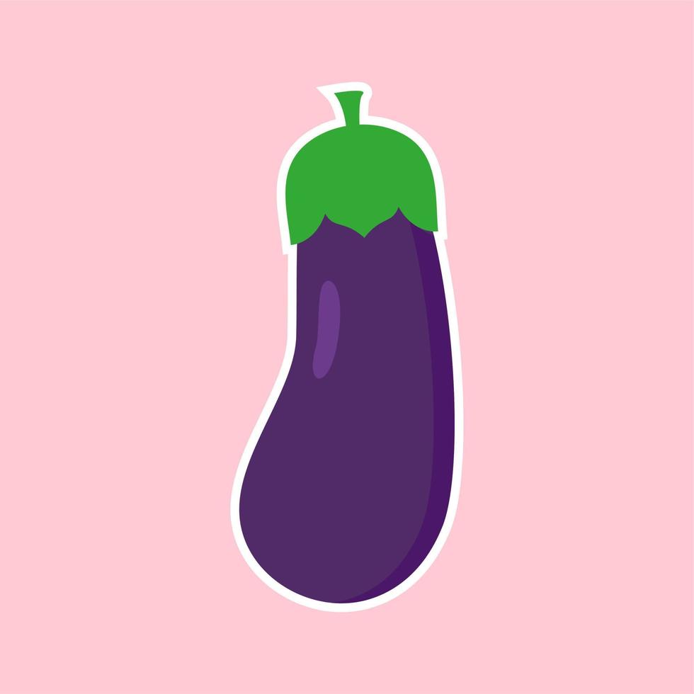 eggplant flat design vector illustration. Vegetarian food. Healthy diet.