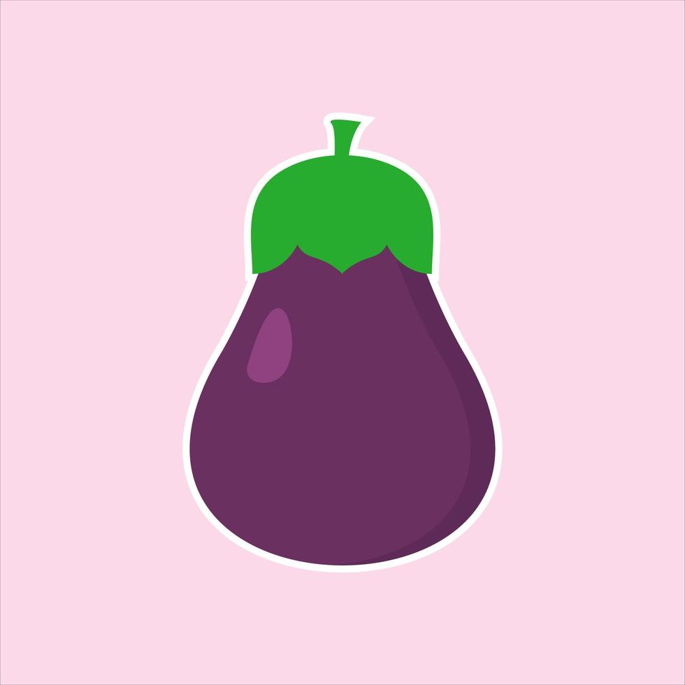 eggplant flat design vector illustration. Vegetarian food. Healthy diet.