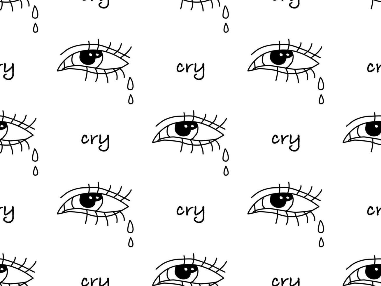 Cry cartoon character seamless pattern on white background vector