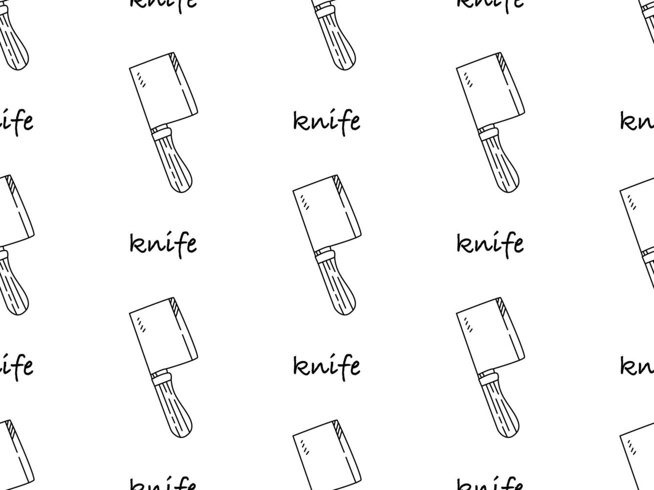 Knife cartoon character seamless pattern on white background vector