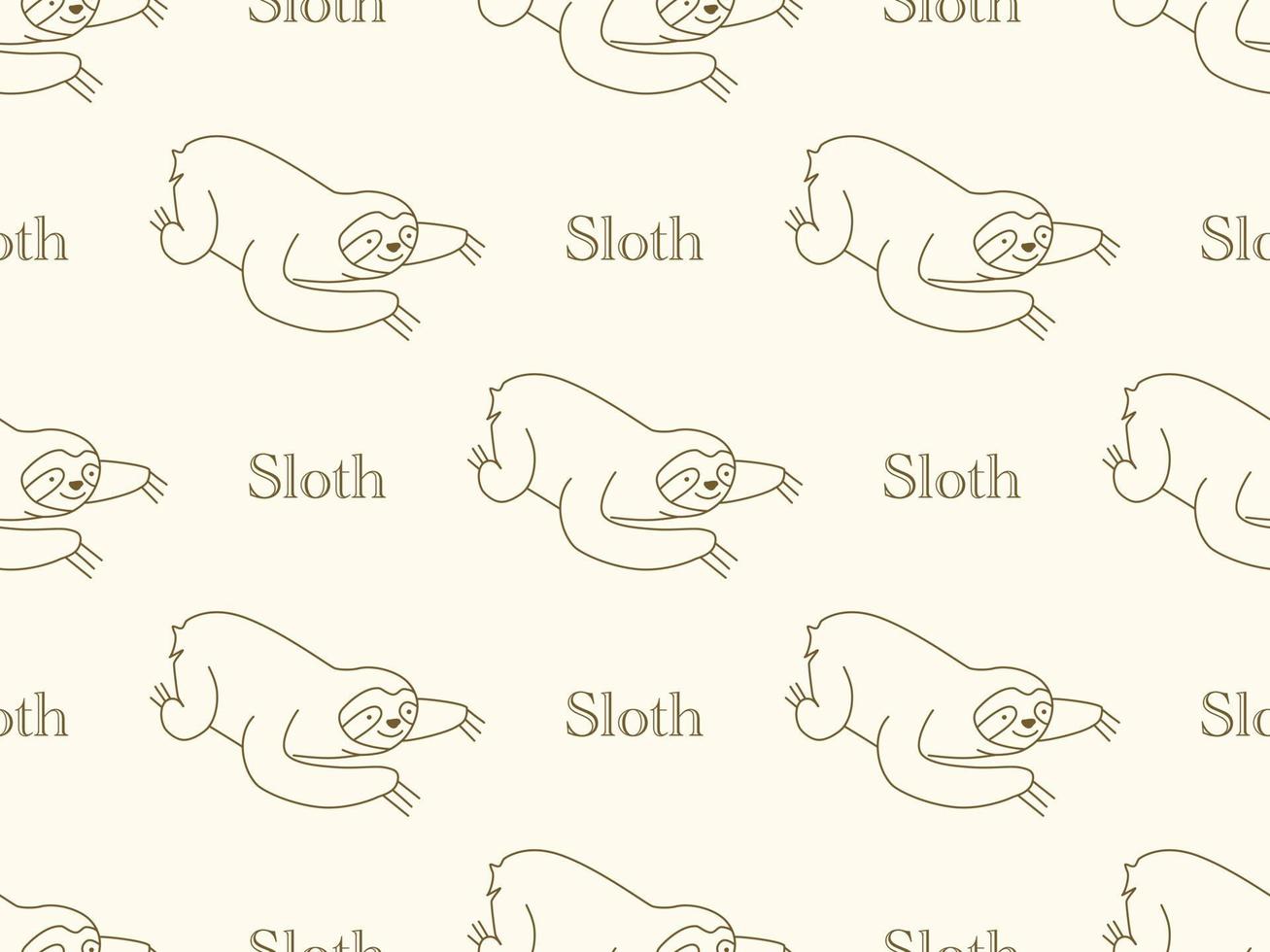 Sloth cartoon character seamless pattern on orange background vector